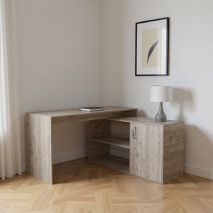 HomeRoots 60" Light Gray L-Shaped Computer Desk - Modern Workspace Solution with Ample Storage & Easy Assembly 477847