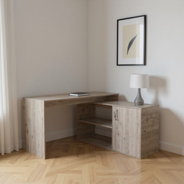 HomeRoots 60" Light Gray L-Shaped Computer Desk - Modern Workspace Solution with Ample Storage & Easy Assembly 477847