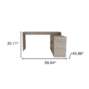 HomeRoots 60" Light Gray L-Shaped Computer Desk - Modern Workspace Solution with Ample Storage & Easy Assembly 477847