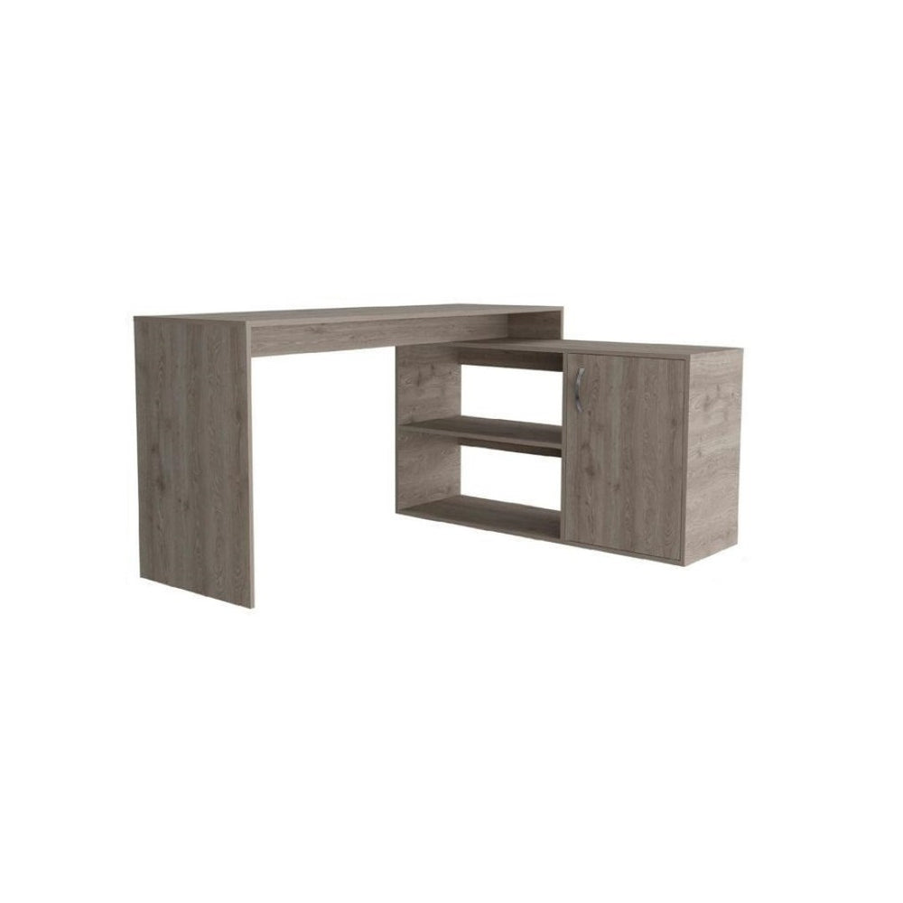 HomeRoots 60" Light Gray L-Shaped Computer Desk - Modern Workspace Solution with Ample Storage & Easy Assembly 477847