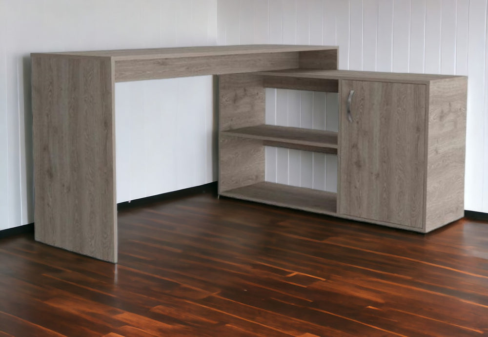 Homeroots 60" Light Gray L Shape Computer Desk   477847