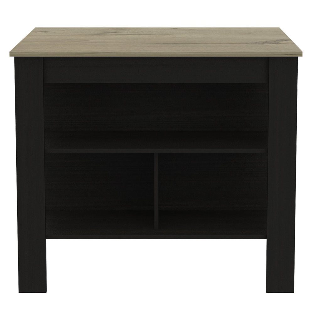 HomeRoots Black 41" Kitchen Island with Storage - Rustic Charm, Durable Design & Ample Workspace for Your Home! 477871