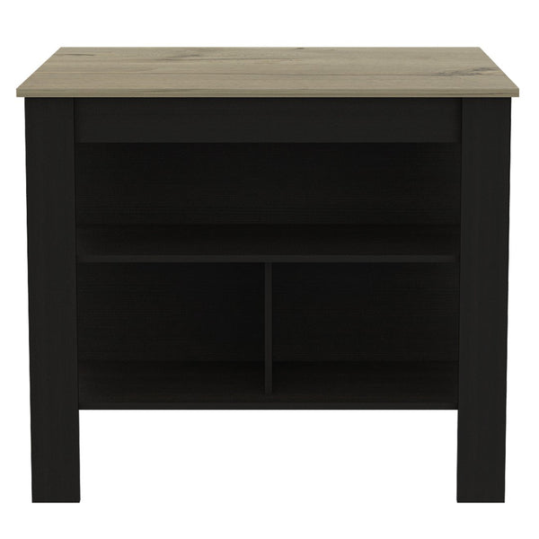 HomeRoots Black 41" Kitchen Island with Storage - Rustic Charm, Durable Design & Ample Workspace for Your Home! 477871