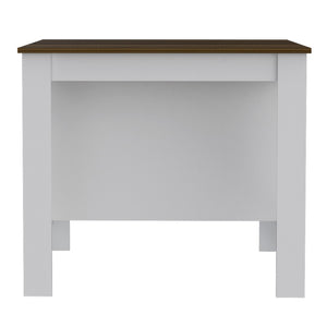 HomeRoots White 41" Kitchen Island with Storage - Rustic Two-Tone Design for Farmhouse Charm & Functionality 477873