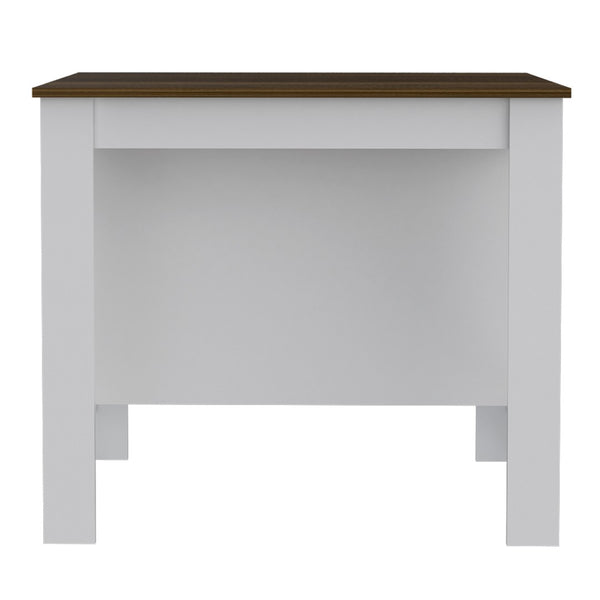 HomeRoots White 41" Kitchen Island with Storage - Rustic Two-Tone Design for Farmhouse Charm & Functionality 477873