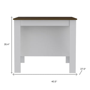 HomeRoots White 41" Kitchen Island with Storage - Rustic Two-Tone Design for Farmhouse Charm & Functionality 477873