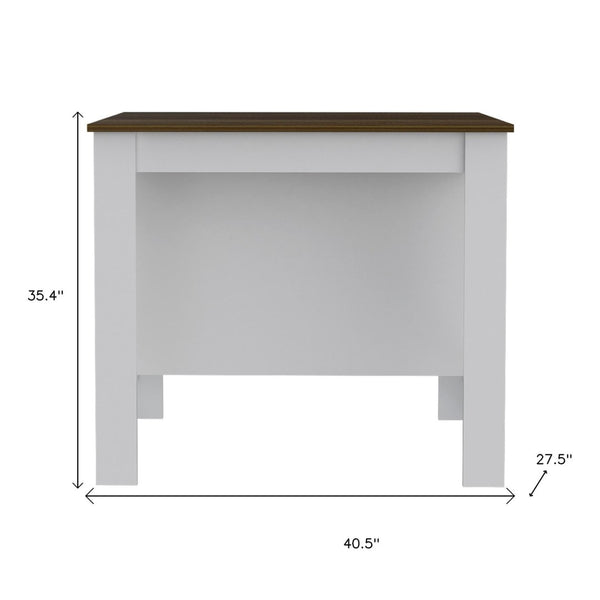 HomeRoots White 41" Kitchen Island with Storage - Rustic Two-Tone Design for Farmhouse Charm & Functionality 477873
