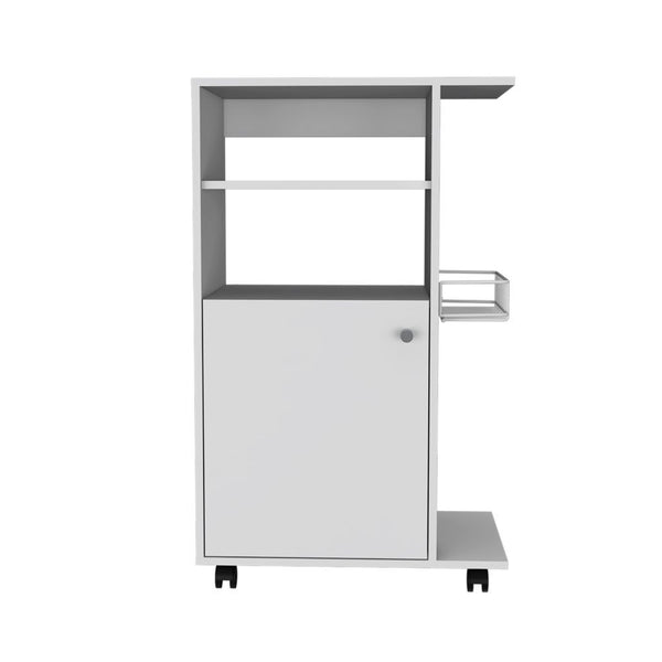 Homeroots Contemporary White Rolling Kitchen Cart  Particle Board 477879