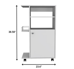 Homeroots Contemporary White Rolling Kitchen Cart  Particle Board 477879