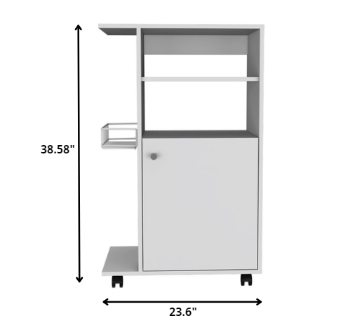 Homeroots Contemporary White Rolling Kitchen Cart  Particle Board 477879