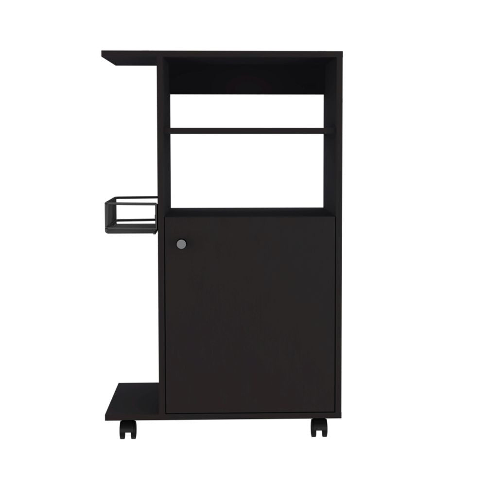 Homeroots Contemporary Black Rolling Kitchen Cart  Particle Board 477882