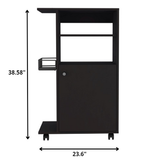 Homeroots Contemporary Black Rolling Kitchen Cart  Particle Board 477882