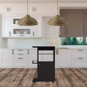 Homeroots Contemporary Black Rolling Kitchen Cart  Particle Board 477882