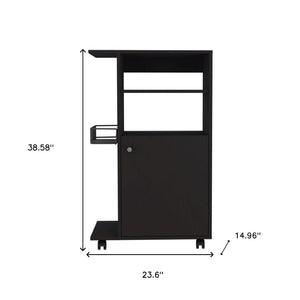 HomeRoots Black 24" Rolling Kitchen Cart - Stylish Storage & Prep Island with Lockable Casters for Any Space 477882
