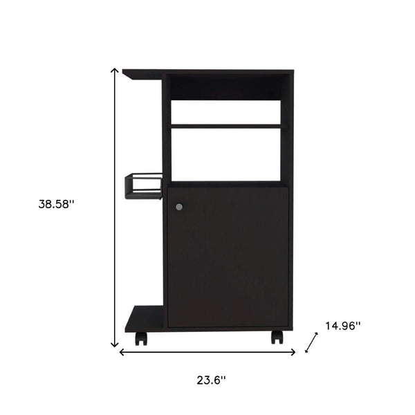 HomeRoots Black 24" Rolling Kitchen Cart - Stylish Storage & Prep Island with Lockable Casters for Any Space 477882