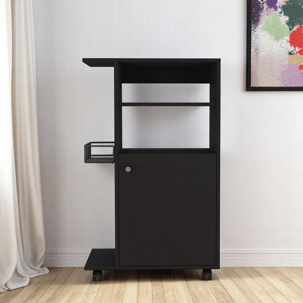 HomeRoots Black 24" Rolling Kitchen Cart - Stylish Storage & Prep Island with Lockable Casters for Any Space 477882