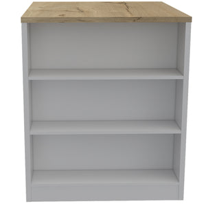 Homeroots Stylish White And Pine Kitchen Counter And Dining Table Combination  Particle Board 477891