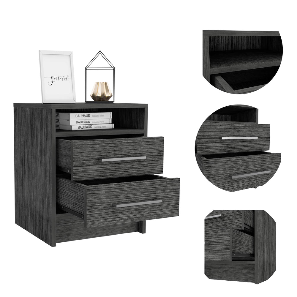 Homeroots Sophisticated And Stylish Smokey Oak Nightstand   477897