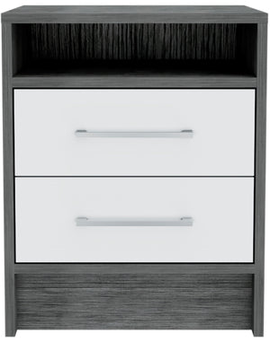 Homeroots Sophisticated And Stylish Smokey Oak And White Nightstand   477898