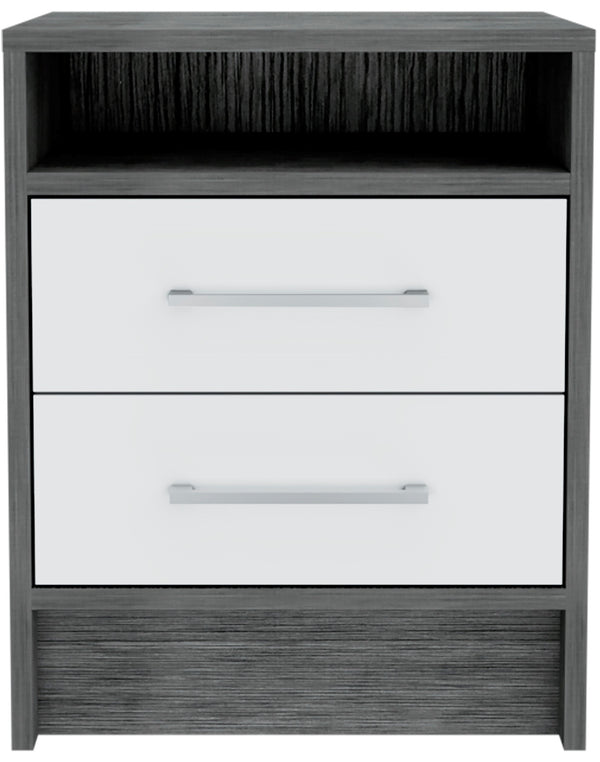 Homeroots Sophisticated And Stylish Smokey Oak And White Nightstand   477898