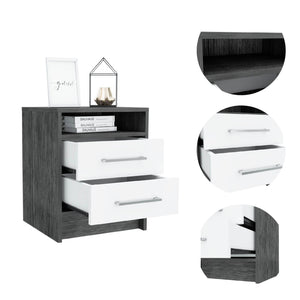 Homeroots Sophisticated And Stylish Smokey Oak And White Nightstand   477898