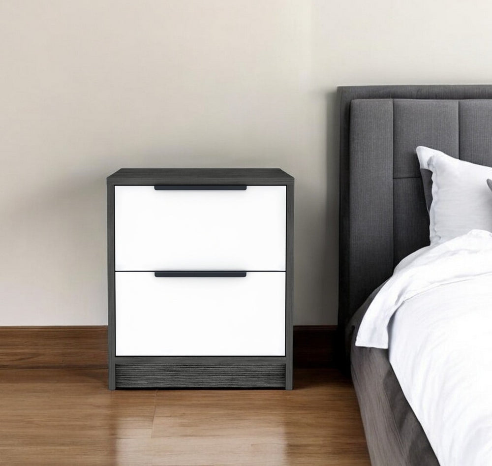 HomeRoots 19" Wood Two Drawer Nightstand - Compact, Stylish Storage Solution for Bedroom, Living Room & More! 477899