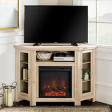 English Elm Walker Edison - Classic Glass-Door Fireplace Tv Stand For Tvs Up To 55" - White Oak