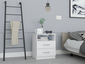 Homeroots Modern And Stylish White Particle Bedroom Nightstand   477901