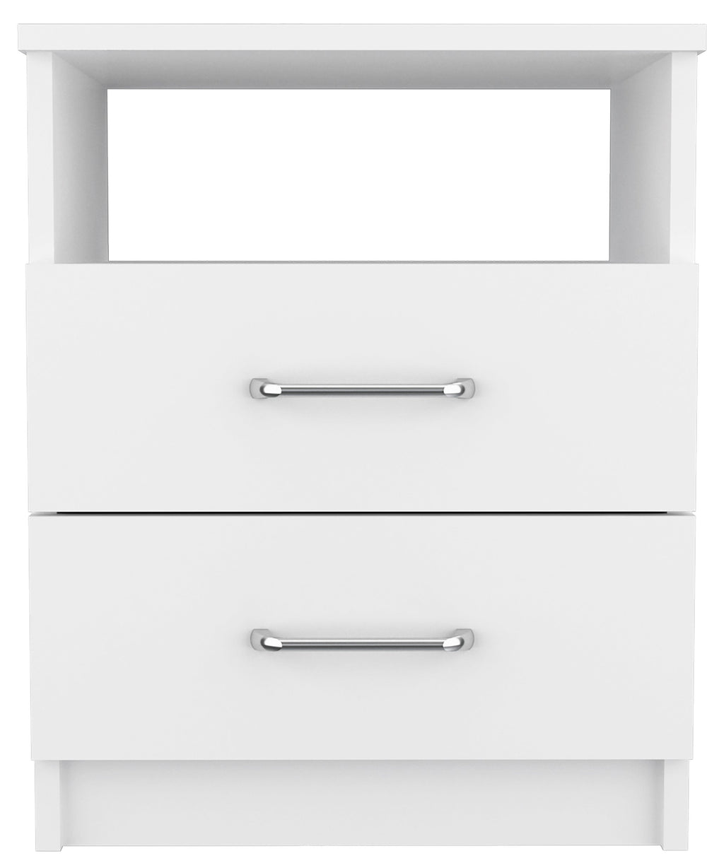 Homeroots Modern And Stylish White Particle Bedroom Nightstand   477901