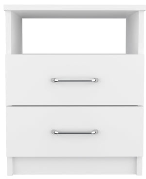 Homeroots Modern And Stylish White Particle Bedroom Nightstand   477901