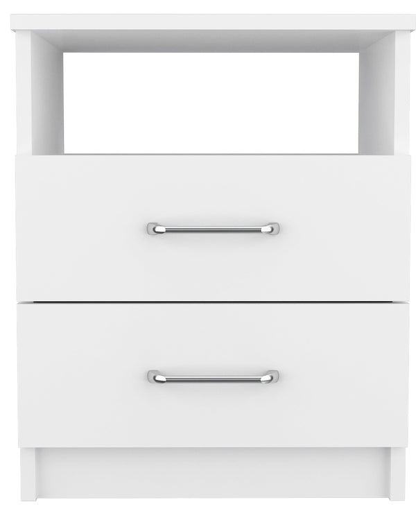 Homeroots Modern And Stylish White Particle Bedroom Nightstand   477901