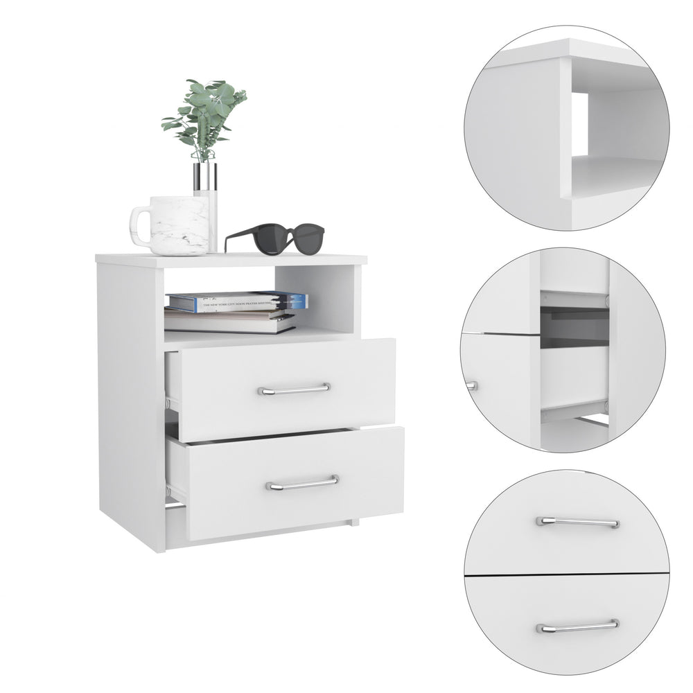 Homeroots Modern And Stylish White Particle Bedroom Nightstand   477901