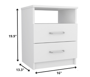 Homeroots Modern And Stylish White Particle Bedroom Nightstand   477901