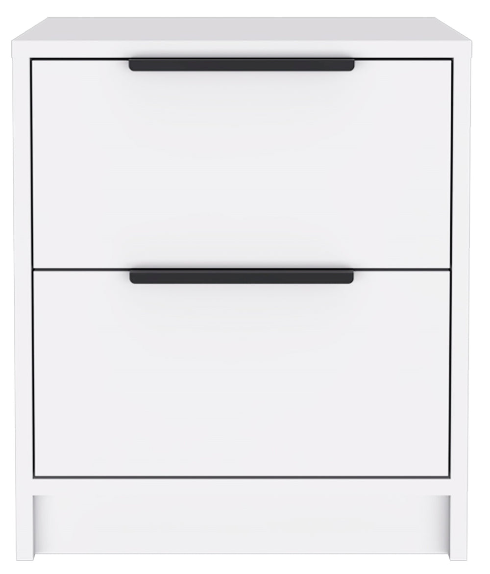 Homeroots Stylish White Two Drawer Nightstand   477902