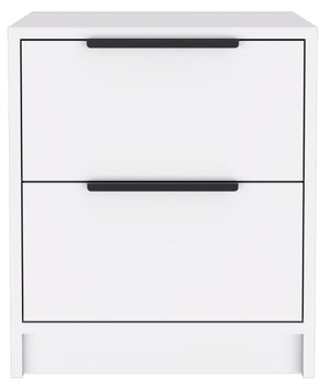Homeroots Stylish White Two Drawer Nightstand   477902
