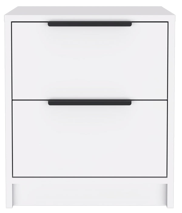 Homeroots Stylish White Two Drawer Nightstand   477902