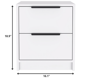 Homeroots Stylish White Two Drawer Nightstand   477902