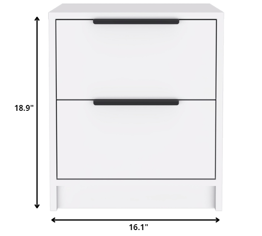 Homeroots Stylish White Two Drawer Nightstand   477902