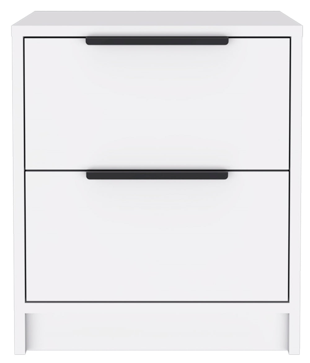 Homeroots Stylish White Two Drawer Nightstand   477902