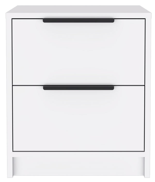 Homeroots Stylish White Two Drawer Nightstand   477902