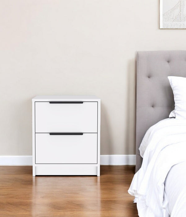 HomeRoots 19" Wood Two Drawer Nightstand - Stylish Compact Storage with Open Shelf for Bedroom or Living Room Decor 477902