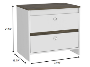 Homeroots Modern And Minimalist White And Dark Brown Board Nightstand   477905
