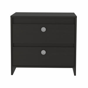 Homeroots Modern And Minimalist Black Two Drawer Nightstand   477906