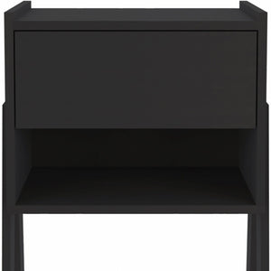 HomeRoots 22" Black Wood Nightstand with Drawer & Display Shelf - Modern, Versatile Accent for Any Room! 477907