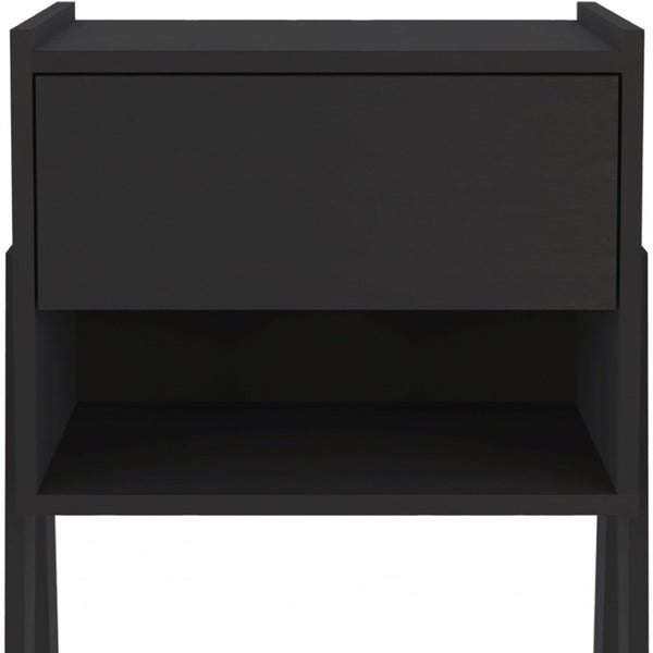 HomeRoots 22" Black Wood Nightstand with Drawer & Display Shelf - Modern, Versatile Accent for Any Room! 477907