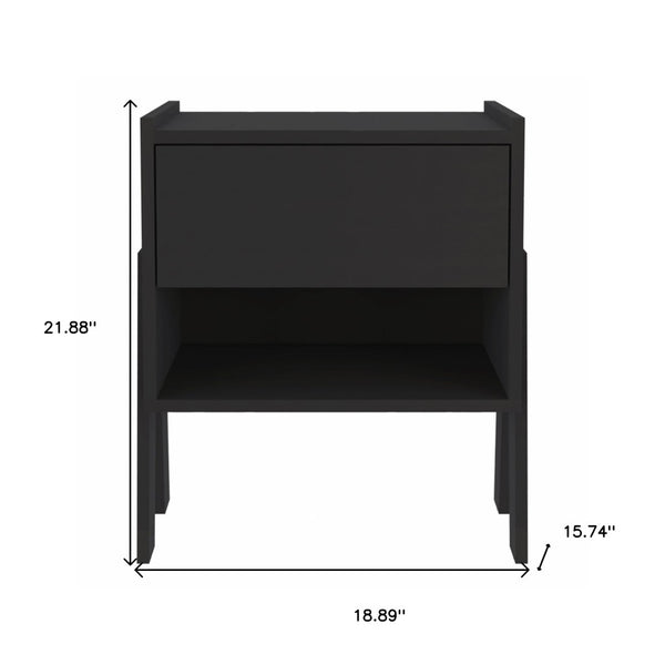 HomeRoots 22" Black Wood Nightstand with Drawer & Display Shelf - Modern, Versatile Accent for Any Room! 477907