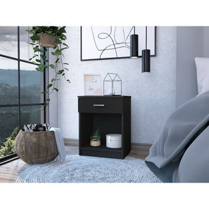 Homeroots Modern And Eco Black Bed And Bath Nightstand   477919