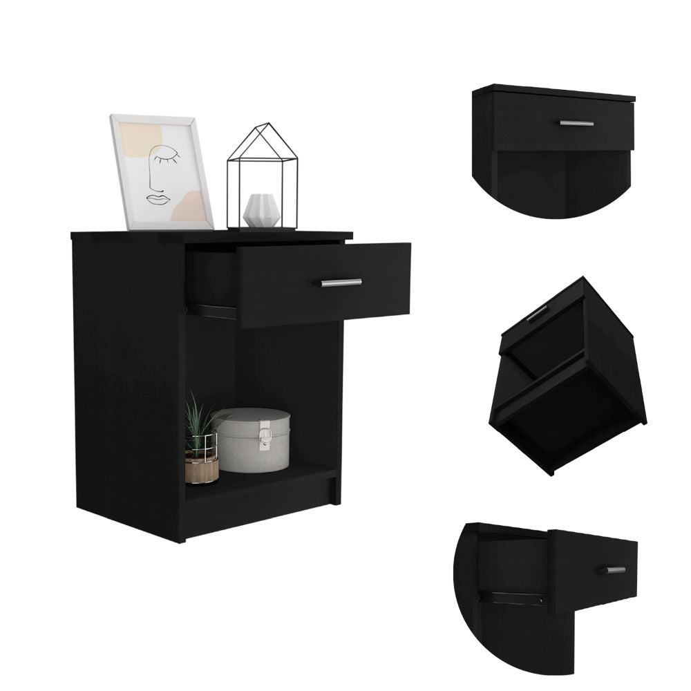 Homeroots Modern And Eco Black Bed And Bath Nightstand   477919