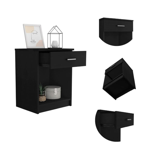 Homeroots Modern And Eco Black Bed And Bath Nightstand   477919