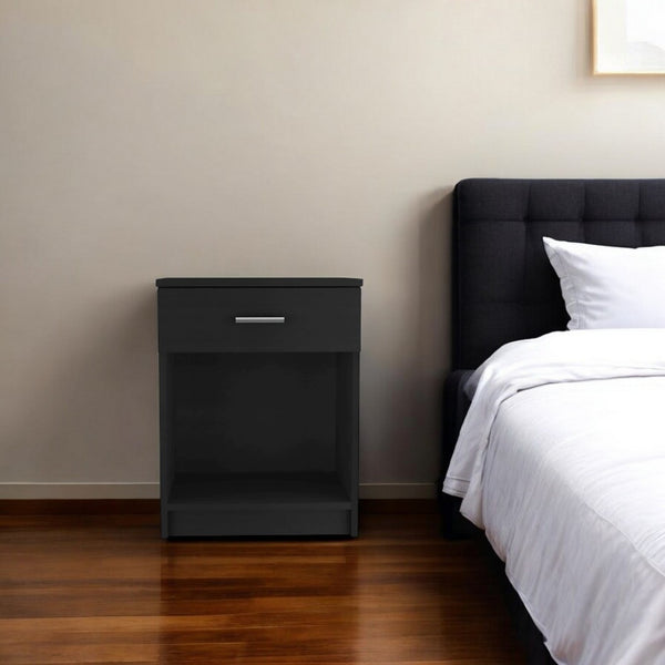 HomeRoots 22" Modern One-Drawer Nightstand with Open Shelf - Compact Storage Solution for Any Room Decor 477919